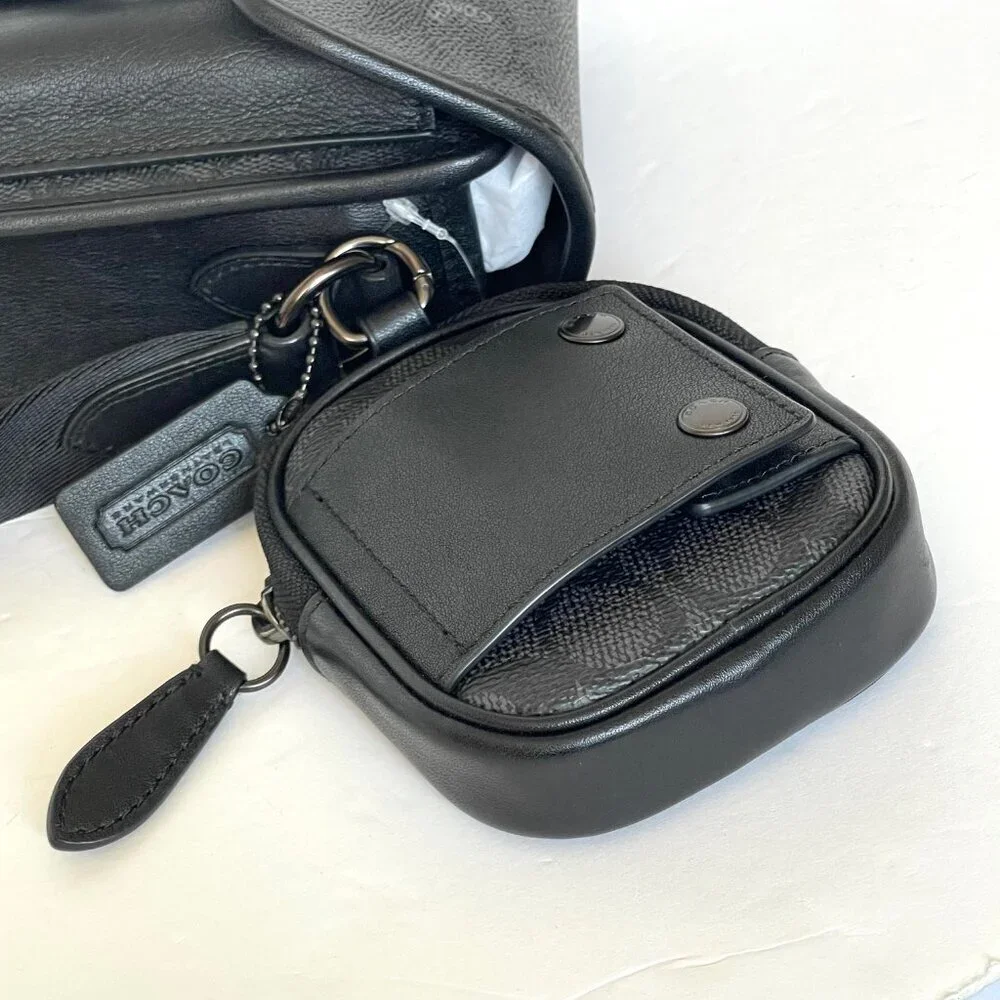 Coach Charter North South Crossbody Black Signature Canvas Hybrid Pouch C2600